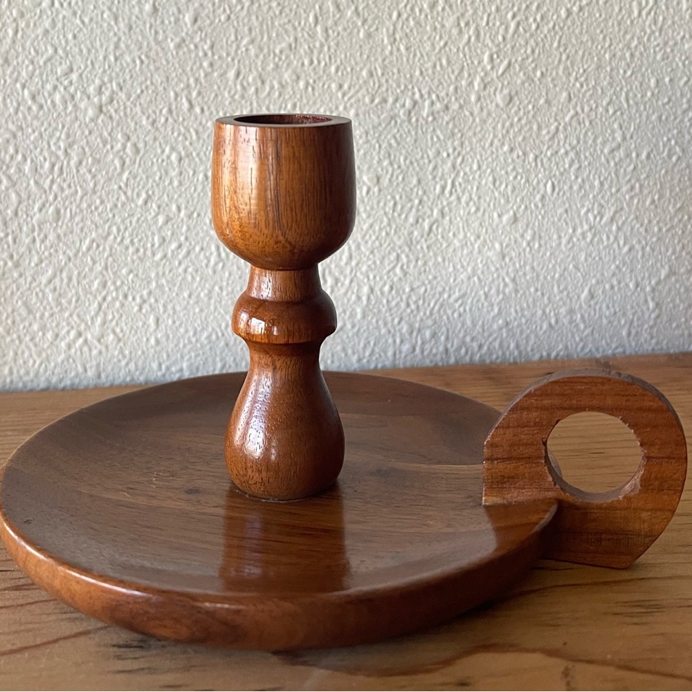 Vintage ozark walnutware candle holder